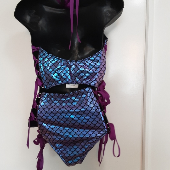 Dolls Kill Mermaid Technology Purple 2 Piece lace-up set - Picture 4 of 7